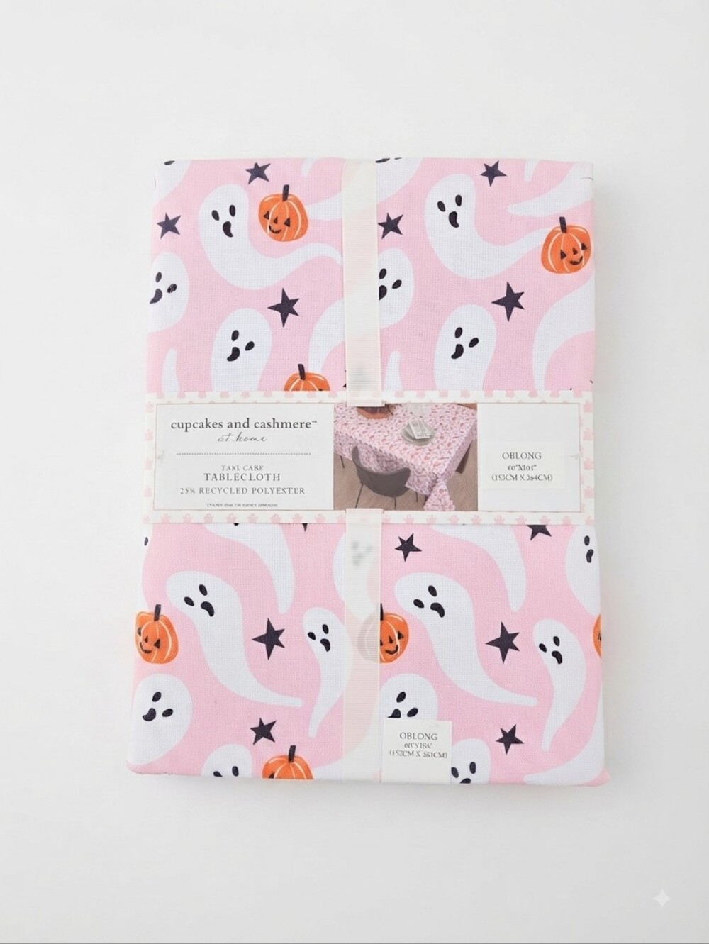 Cupcakes and Cashmere at Home Halloween Ghost Pumpkin Tablecloth (Pink, Oblong 6